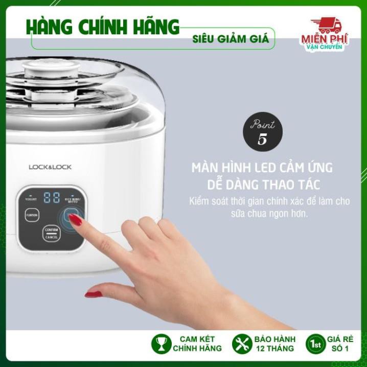 Máy làm sữa chua Lock & Lock Yogurt Maker 1L, 220V, 50Hz, 15W - Màu trắng EJY211