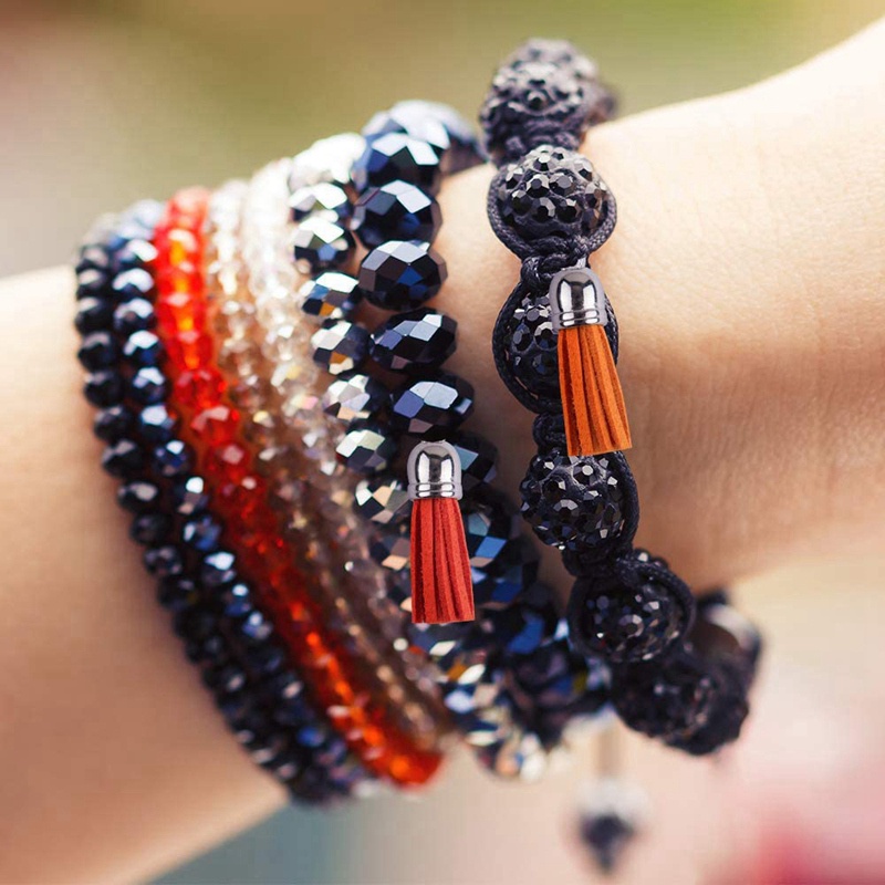 Set 250 Mặt Dây Tua Rua Bằng Da Nhiều Màu Làm Móc Khóa DIY