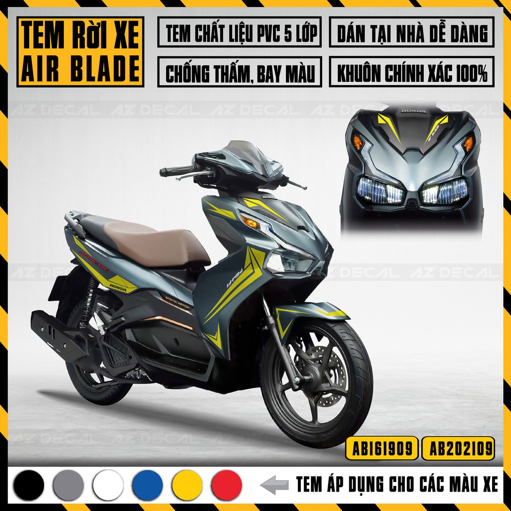 Tem Xe Air Blade 2016 - 2022 | AB09 | Tem AB Chất Liệu Decal Cao Cấp Chống Nước, Chống Bay Màu