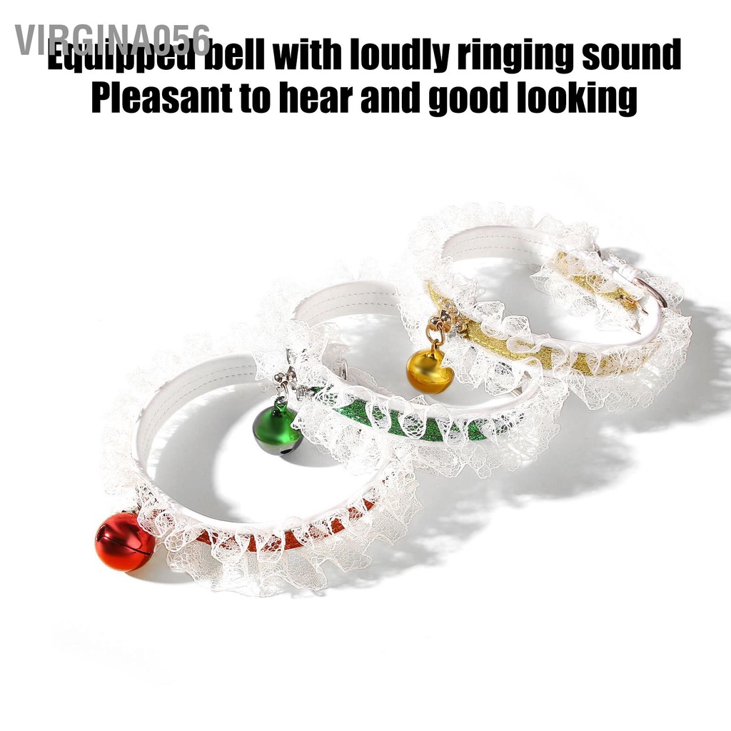 Virgina056 3 CÁI Giáng Sinh Pet Collar Trang Trí Chuông Ren Đẹp Cho Chó Mèo Nhỏ