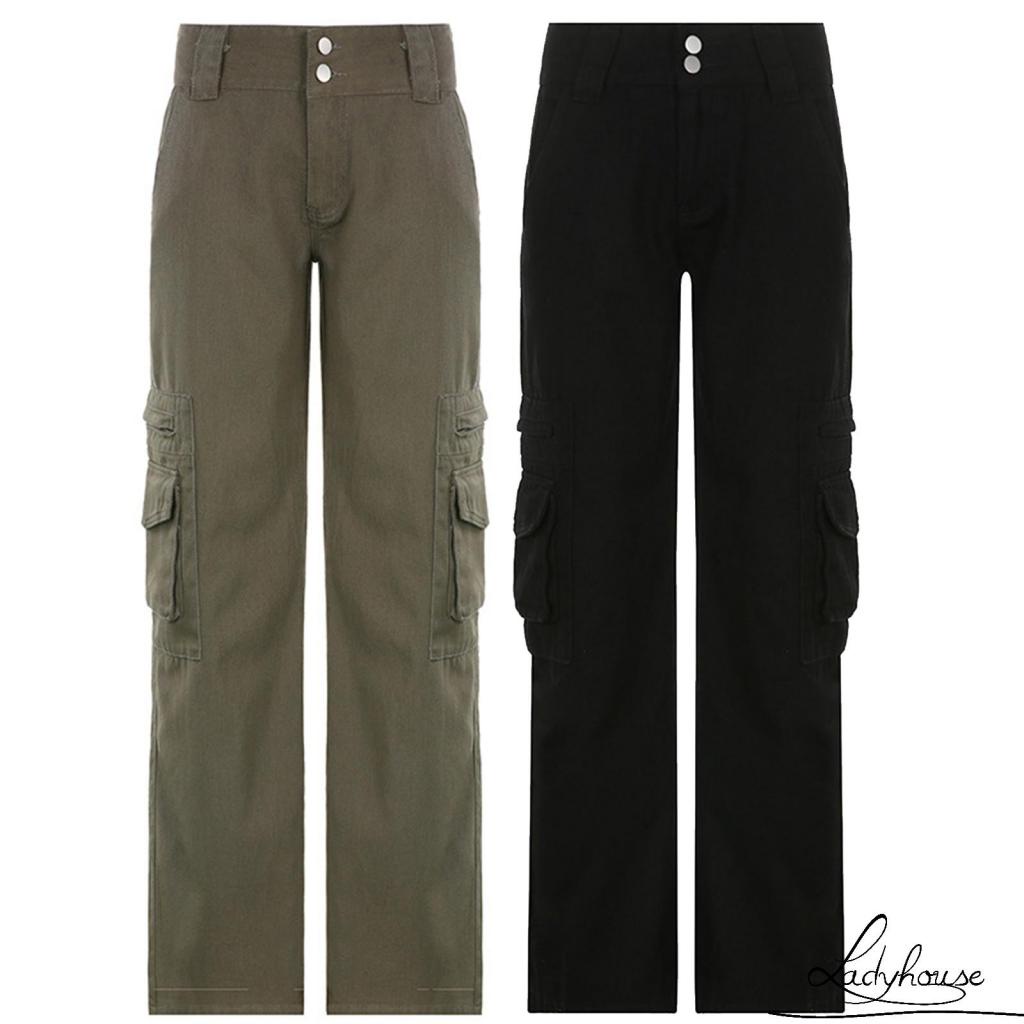 Quần Jean Dài Lưng Cao Dáng Rộng Màu Sắc Trơn Phong Cách Hip Hop Thời Trang Cho Nữ