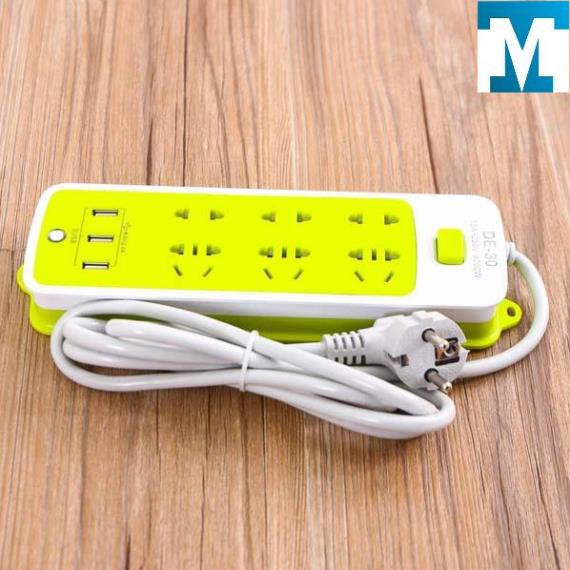 Ổ cắm điện 6 phích cắm kết hợp 3 cổng USB