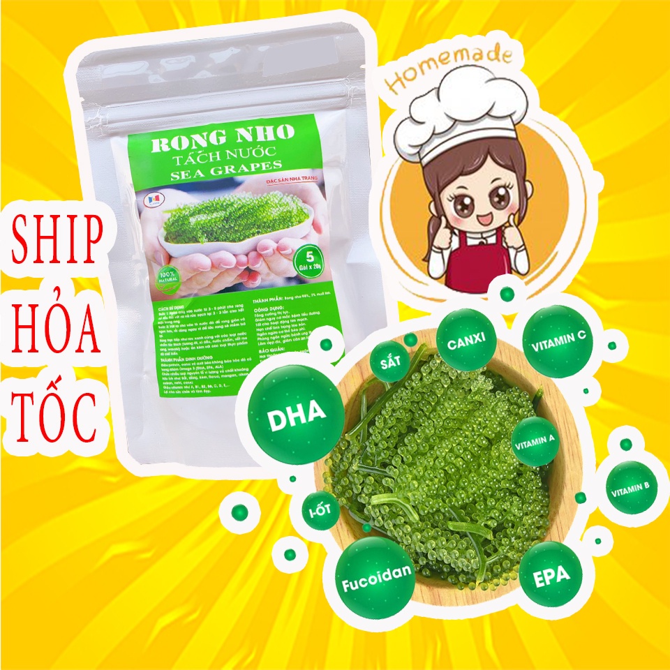 Rong Nho Tách nước 200gram - tặng 2 gói mè 15ml - công nghệ tách nước nhật bản