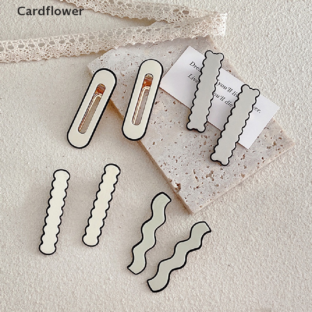 Bộ 2 / 4 Kẹp Tóc Kim Loại Màu Trắng Đen Thanh Lịch Cho Nữ