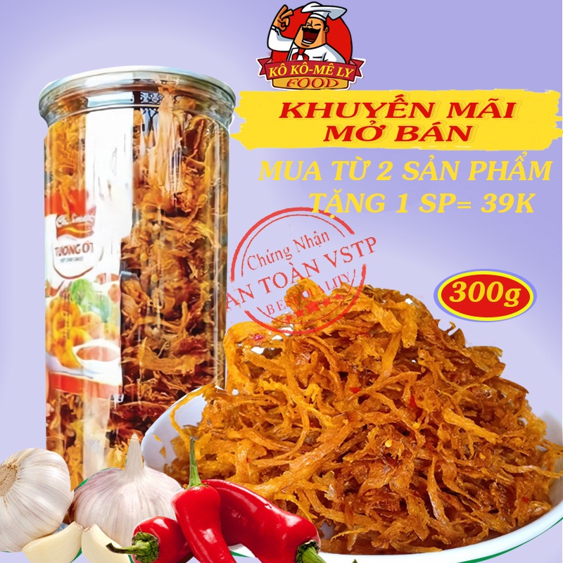 Mực Xé Tẩm Gia Vị, 300gr, khô mực xé cay tẩm vị, Ăn Vặt  KÔ KÔ-MÊ LY FOODS. K011