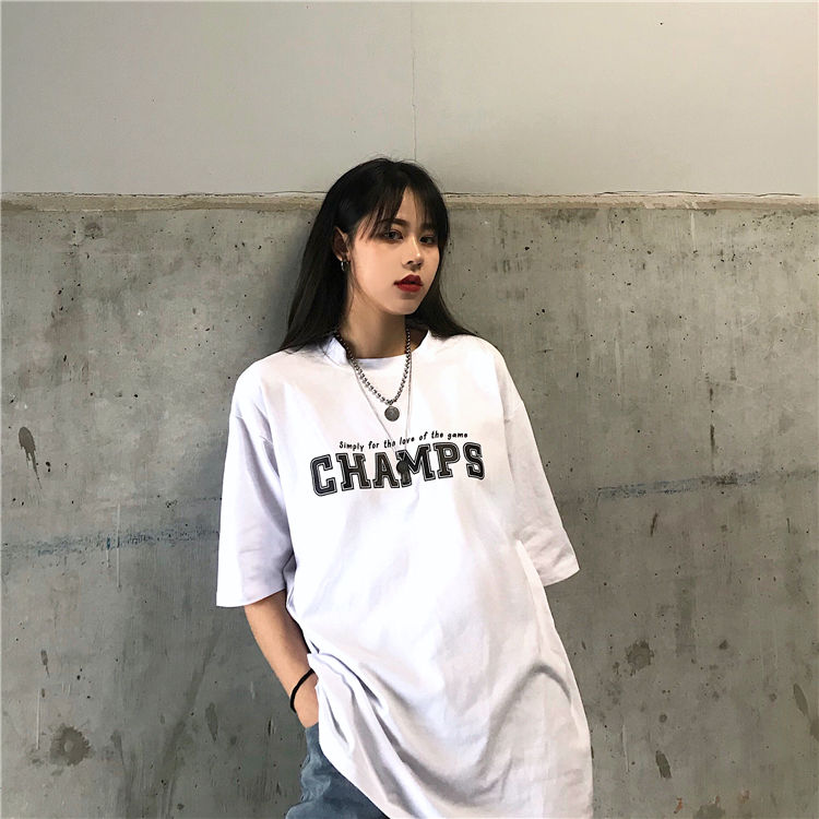 Áo Thun Unisex Dáng Rộng In Chữ Cá Tính Phong Cách Hàn Quốc