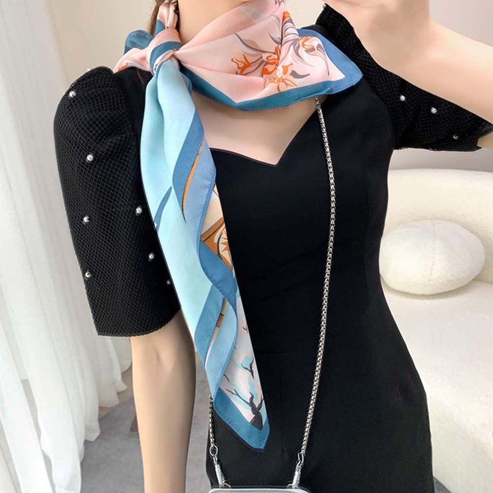 Khăn Choàng Lụa Satin Mềm In Họa Tiết VANES1 Thời Trang Dành Cho Nữ