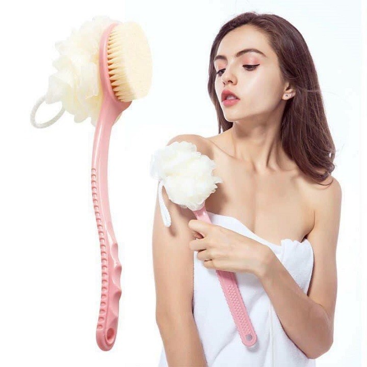 Cọ chà lưng kèm bông tắm 2 đầu
