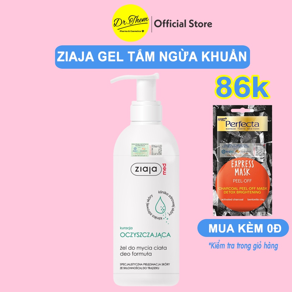 ✅[CHÍNH HÃNG] Gel Tắm Ziaja Ngừa Khuẩn, Ziaja Med Anti Imperfections Formula Cleansing Body Gel 400ml, Sữa Tắm Ziaja Med