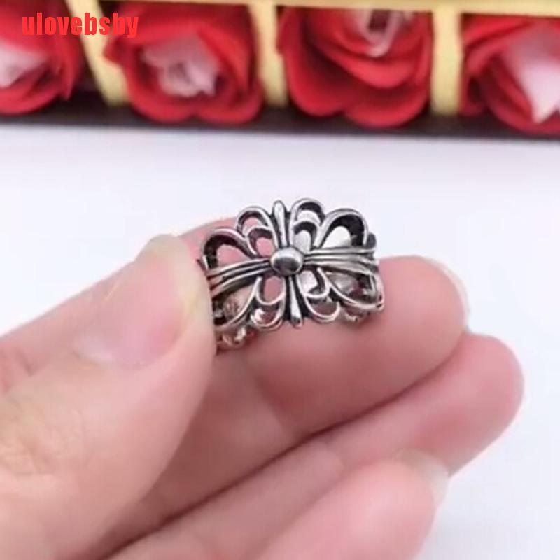 [ulovebsby]Vintage Punk Cross Flower Open Adjustable Knuckle Ring Unisex Jewelry Gift