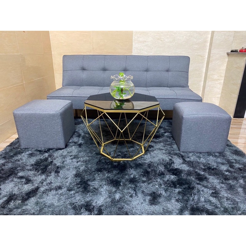 Bàn sofa, bàn trà kim cương , sơn tĩnh điện, mặt kính cường lực đen, SANG TRỌNG
