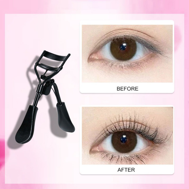 [Hàng mới về] Kẹp bấm mi đệm silicone PVC bằng kim loại màu đen phù hợp cho tất cả các dáng mắt