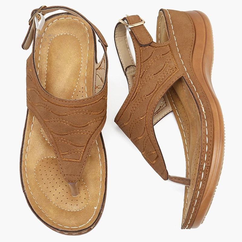 VN (Hàng Mới Về) Dép Xỏ Ngón Quai Đeo Mắt Cá Chân Thêu Họa Tiết Cho Nữ