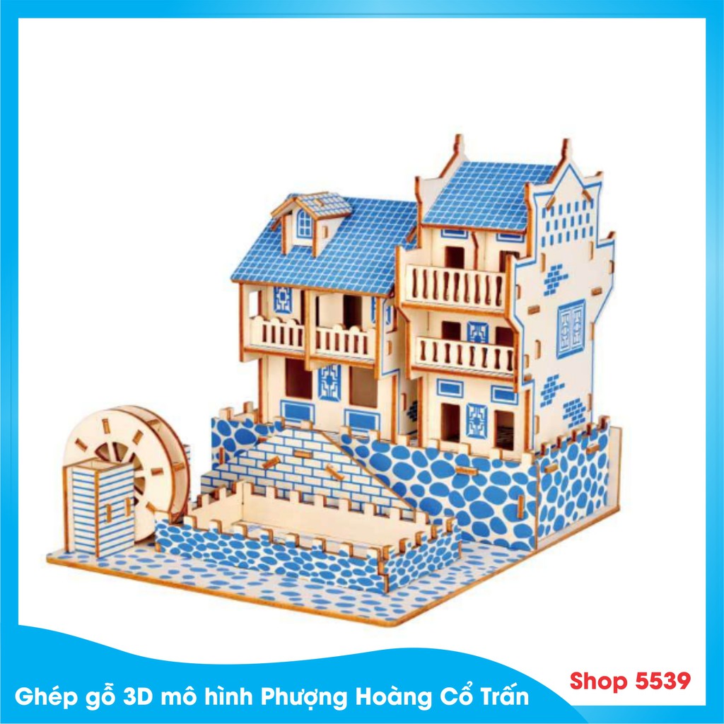 Đồ chơi ghép gỗ 3D phát triển kỹ năng cho bé mô hình danh lam thắng cảnh Phượng Hoàng Cổ Trấn