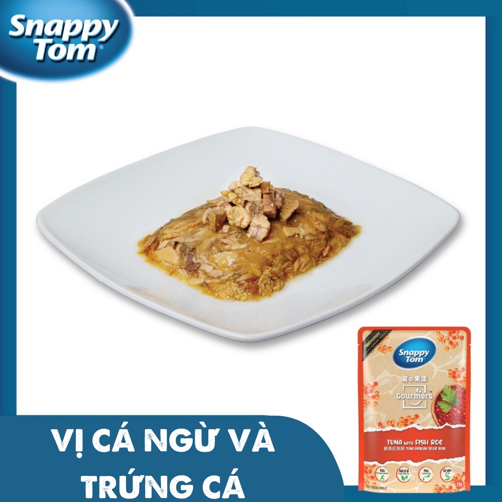 Pate Snappy Tom Gourmers vị Cá Ngừ và Trứng Cá, túi 70g