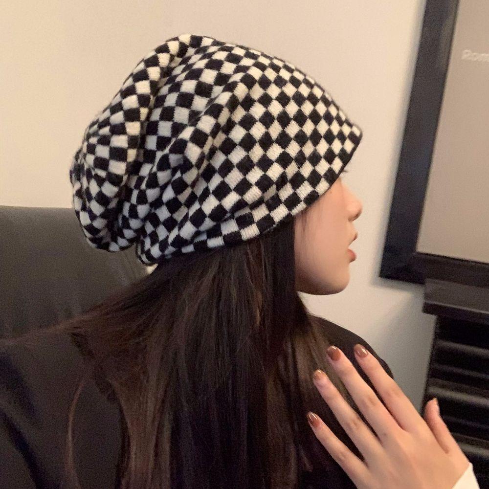 Mxgoods Mũ Len Beanie Dệt Kim Kẻ Ô Dễ Phối Đồ Mùa Thu Ấm Áp Đáng Yêu Cho Cặp Đôi