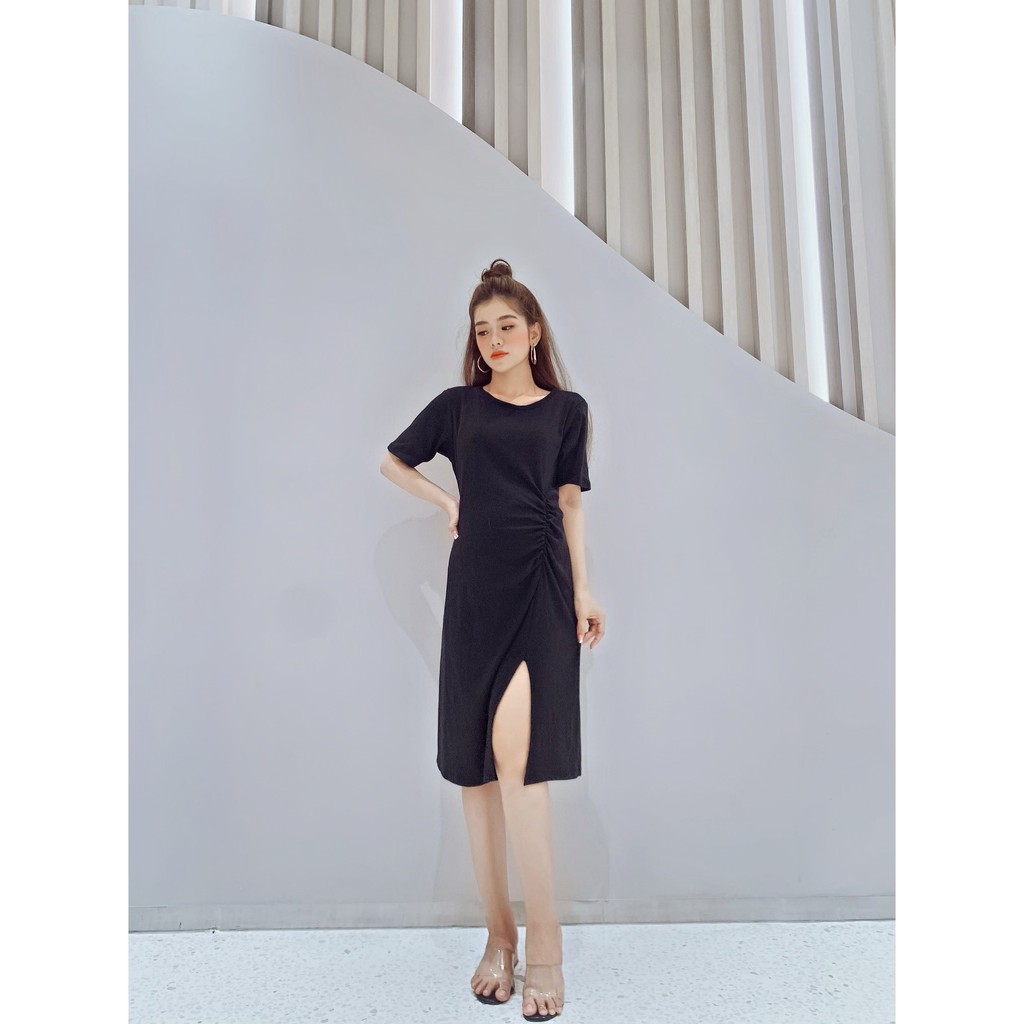 Đầm bầu thời trang, váy thun  xẻ nhún eo hãng M&M MM105