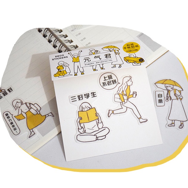 [Hàng mới về] Bộ Sticker dán Đơn giản Vẽ Trắng đen, trắng vàng hiện đại