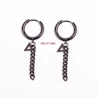 SQKL (xích đen ) khuyên tai xích dài inox đen thời trang nam/nữ (sqkl )