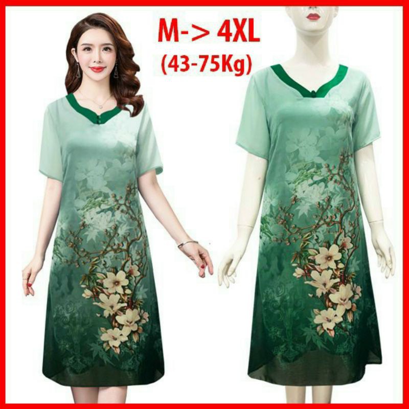 đầm suông bigsize dự tiêc phối nút sang trọng