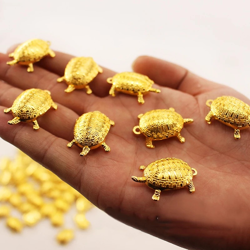 Phụ Kiện Trang Trí Phong Thủy Hình Chú Rùa Vàng May Mắn