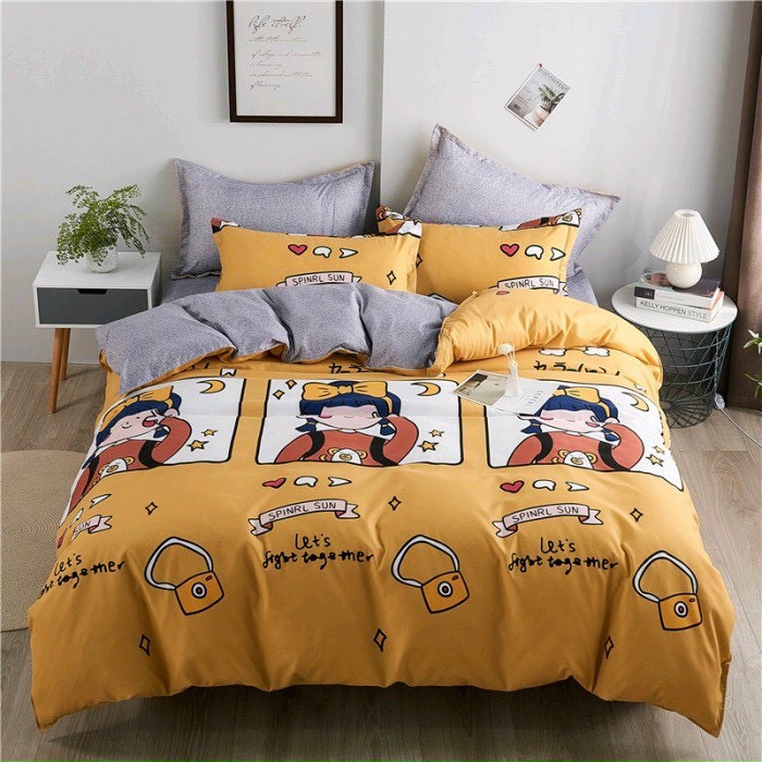 [ RẺ VÔ ĐỊCH ] Bộ chăn ga Cotton họa tiết cô bé áo cam - Hàng nhập khẩu, ( MIỄN PHÍ BO CHUN MỌI KÍCH THƯỚC )