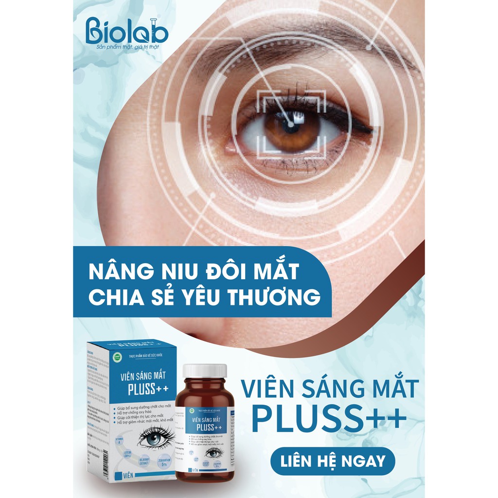 Viên Sáng Mắt Pluss ++ Hỗ trợ cải thiện thị lực, giảm mỏi mắt, khô mắt, ngăn ngừa lão hóa mắt