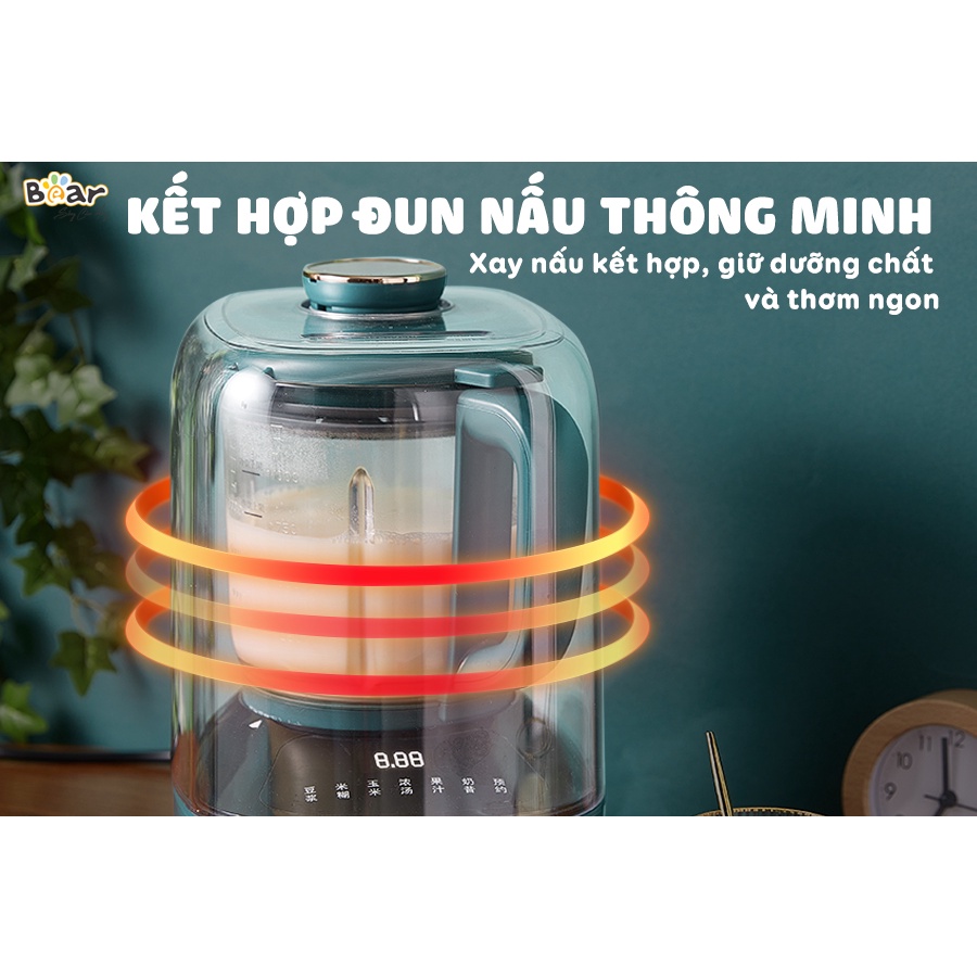 Máy làm sữa hạt đa năng Bear PBJ-B06W1 - Nấu cháo, súp, xay sinh tố, nước ép, hẹn giờ thông minh  - Hàng Chính Hãng