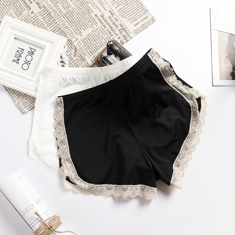 Quần Đùi Mặc Váy Cotton Tăm Phối Ren mã 025