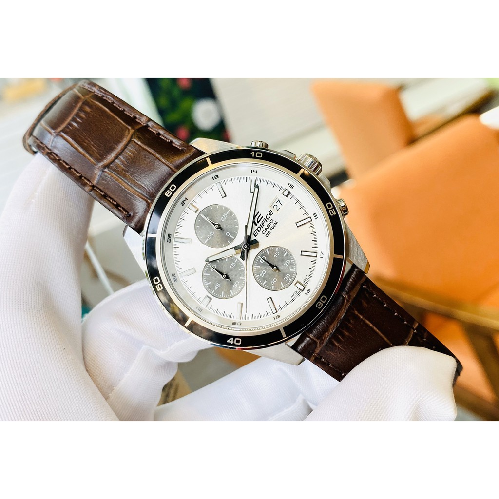 Đồng hồ nam Casio EDIFICE EFR-526L-7AVUDF Chính hãng - Dây Da - chống nước độ sâu 10