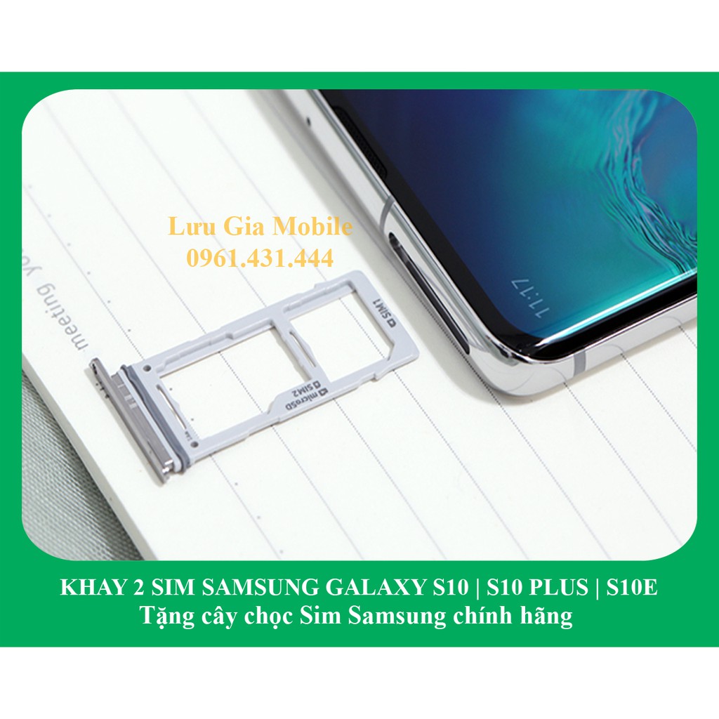 Khay 2 Sim Samsung Galaxy S10 | S10 Plus | S10E chính hãng G975 G973 G970 + Tặng cây Chọc Sim chính hãng