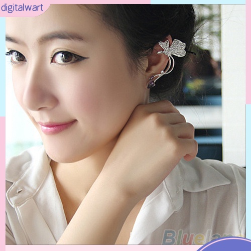 Hoa tai dạng kẹp hình bướm đính pha lê sang trọng cho nữ