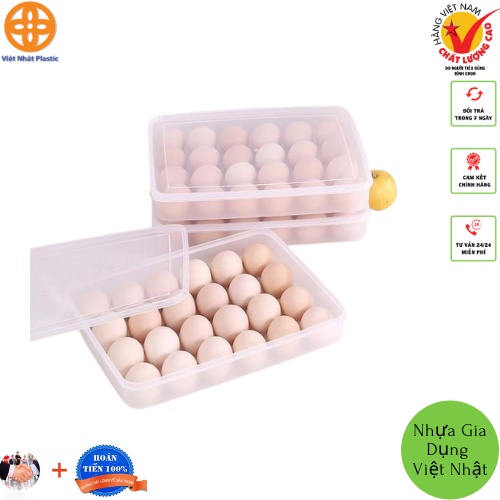 Hộp đựng trứng 24 quả có nắp đậy nhựa Việt Nhật (6786), khay bảo quản trứng không bị vỡ chắc chắn ⚡️⚡️⚡️⚡️