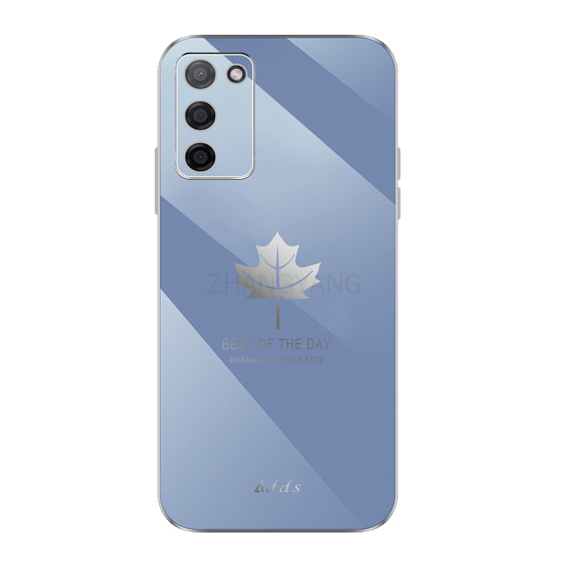 Ốp Điện Thoại TPU silicone Mạ Điện Họa Tiết Lá Phong Kèm Dây Đeo Cho Samsung a02s a03s