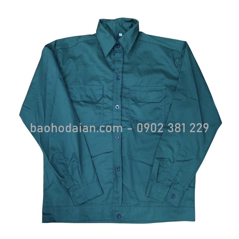 Áo công nhân màu xanh đen vải kaki 65/35 thấm hút mồ hôi