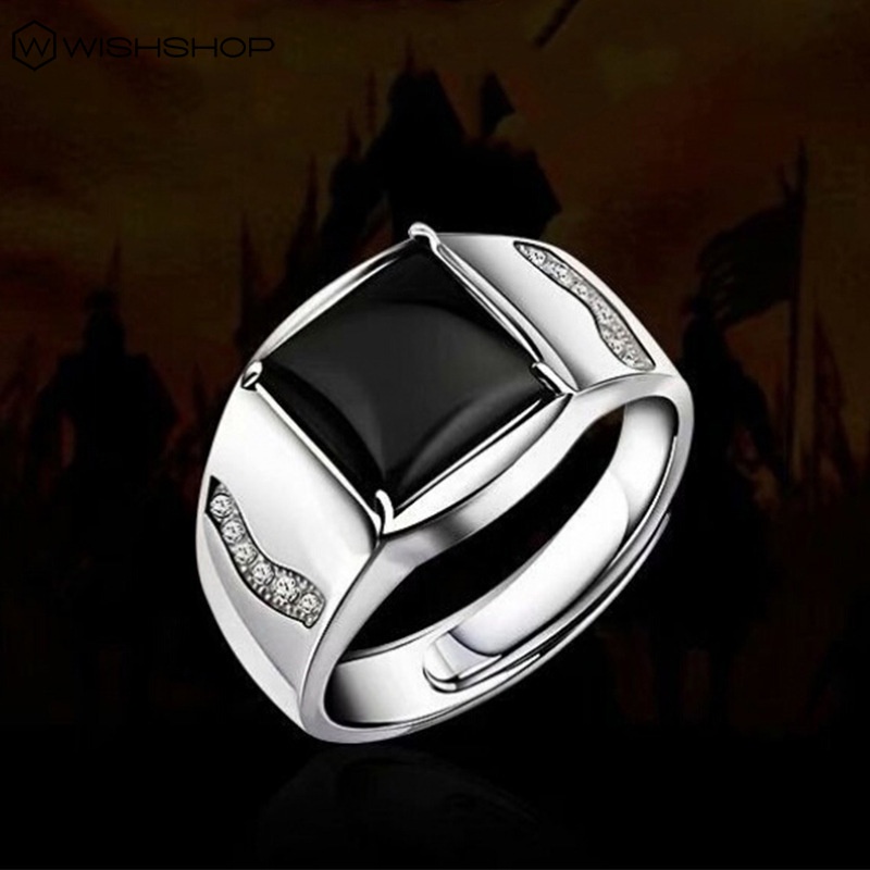 Nhẫn Hở Đính Đá Zircon Màu Đen Thiết Kế Hở Đơn Giản Thời Trang Cho Nam Và Nữ