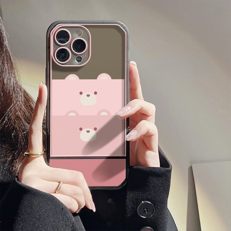 Ốp Điện Thoại Silicon Mềm Trong Suốt Có Giá Đỡ Hình Gấu Dễ Thương Cho IPhone 13 12 11 Pro Max Xs Max X Xr 6 7 8 Plus