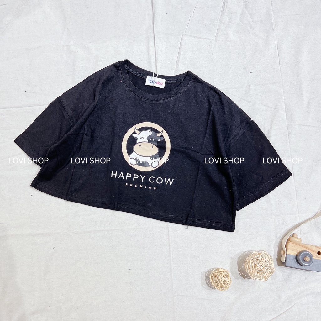 LOVI SHOP- Áo thun croptop Happy Cow nhiều màu nhà Lovi