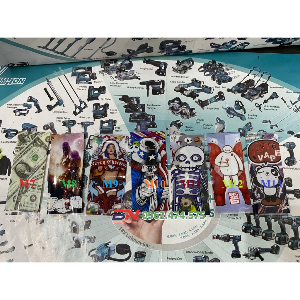 Gen bọc pin 18650, nhiều skin đa dạng. BN.