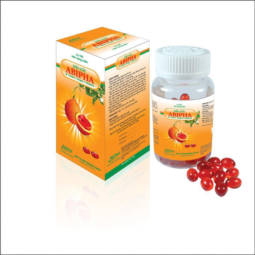 [Chính Hãng] Dầu Gấc Abipha lọ 100 viên - Bổ Sung Vitamin A - Hỗ Trợ Cho Người Thị Lực Kém Và Quáng Gà