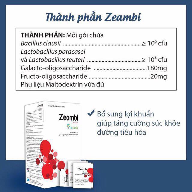 Men vi sinh  ZEAMBI - Bao nang kép, hỗ trợ biếng ăn, tiêu chảy, táo bón, bất dung nạp - Nhập khẩu Anh quốc