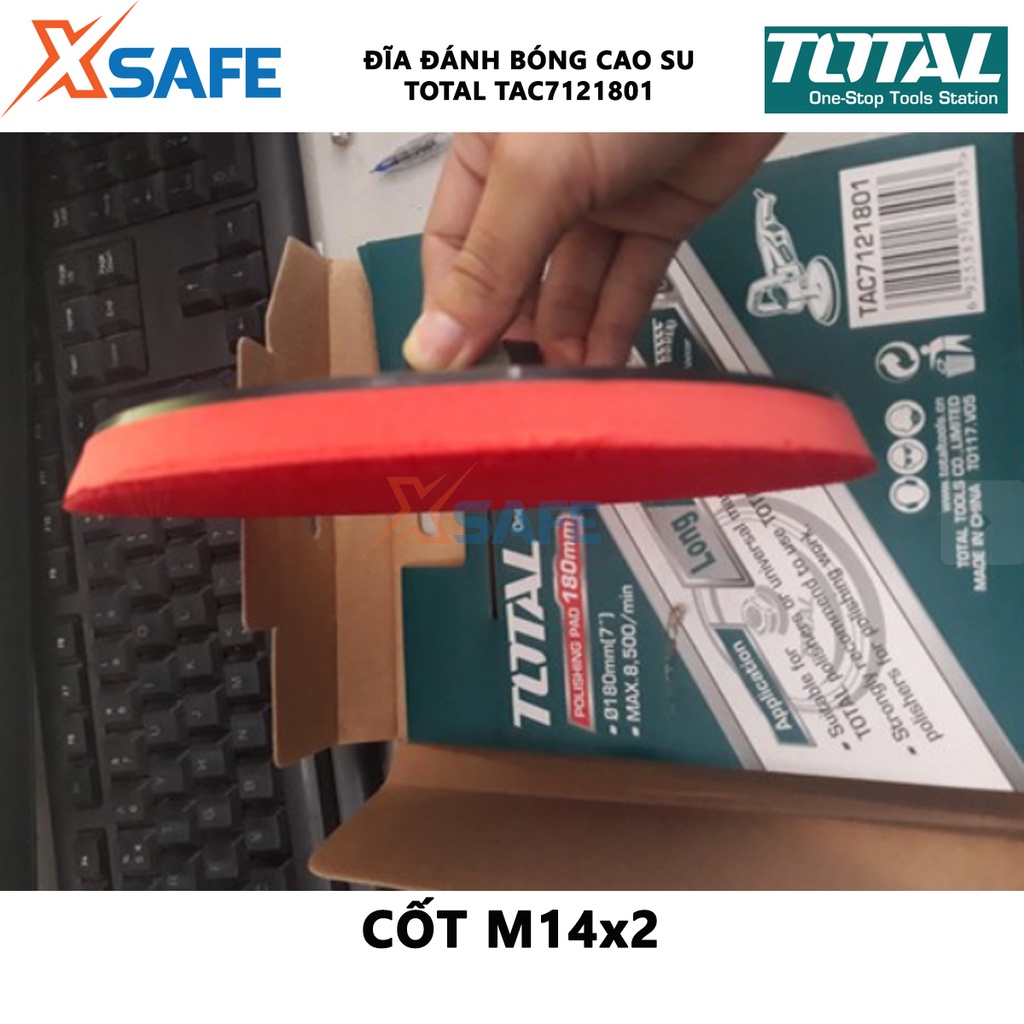 Đĩa cao su đánh bóng TOTAL TAC7121801 Đĩa đánh bóng chất liệu nhựa PP, cốt M14x2, đóng gói trong hộp màu - [XSAFE]