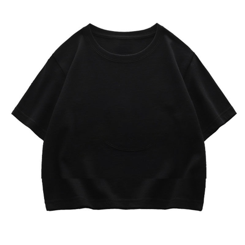 AMOI Áo Thun Cotton Tay Ngắn Lưng Cao Dáng Rộng Phong Cách Hàn Quốc Dành Cho Nữ