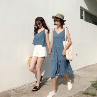 ✔Video + ảnh thật✔ SET DENIM COUPLE (ÁO + ĐẦM) - (CÓ TÁCH LẺ)