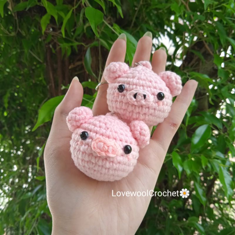 🐷🐽Móc khoá hình bé lợn hồng cutee bằng len (loại 2)