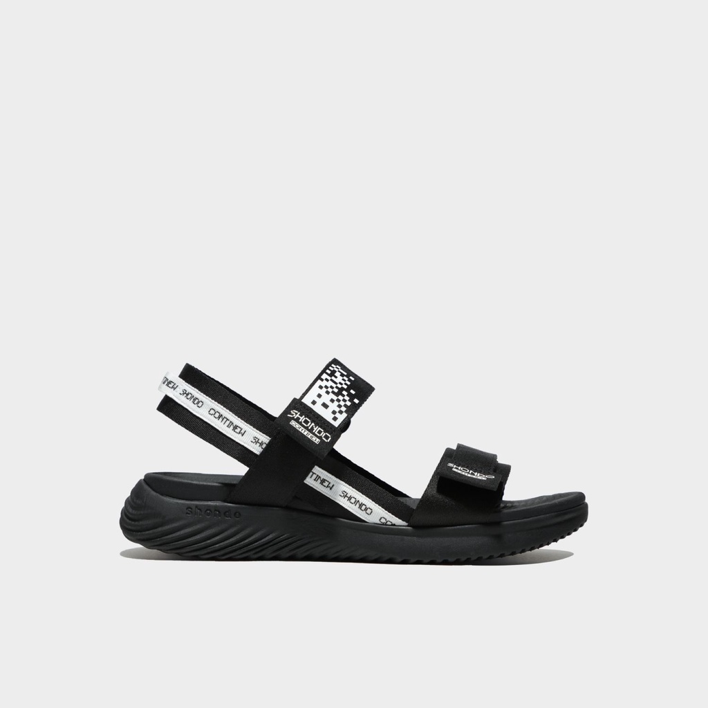 Giày Sandals Shondo F7 Continew full đen F7N1016