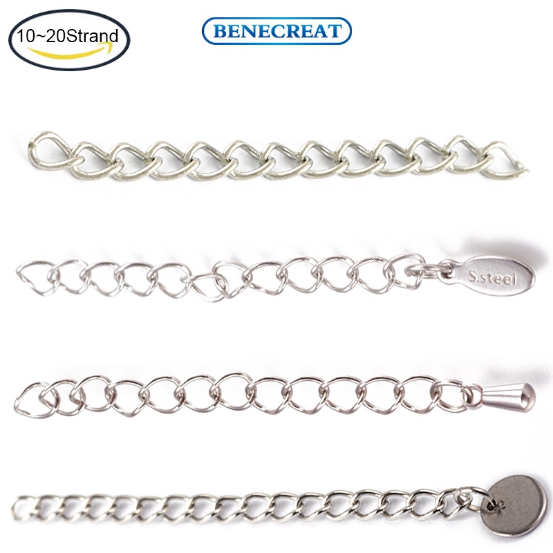 Bộ 5-50 dây xích nối dài bằng thép không gỉ BENECREAT mạ vàng nhiều màu sắc dùng để làm trang sức