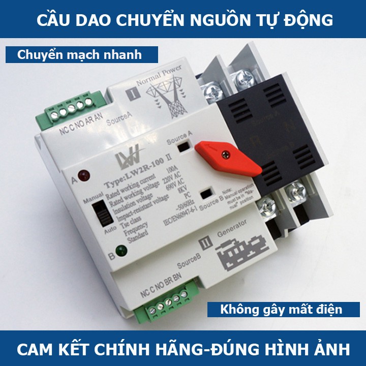 Chuyển nguồn tự động không gián đoạn ATS 2P 100A LW - chuyển nguồn không mất điện