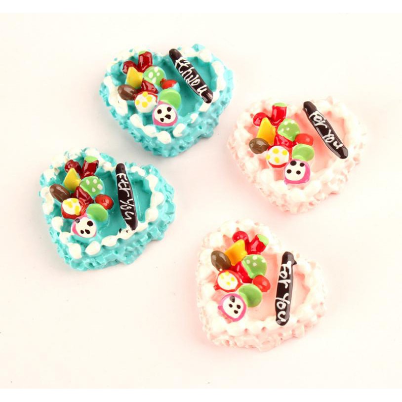 Mô hình bánh kem sinh nhật hình trái tim Trang Trí Tiểu Cảnh, Phone Case Decor Crafts Miniature