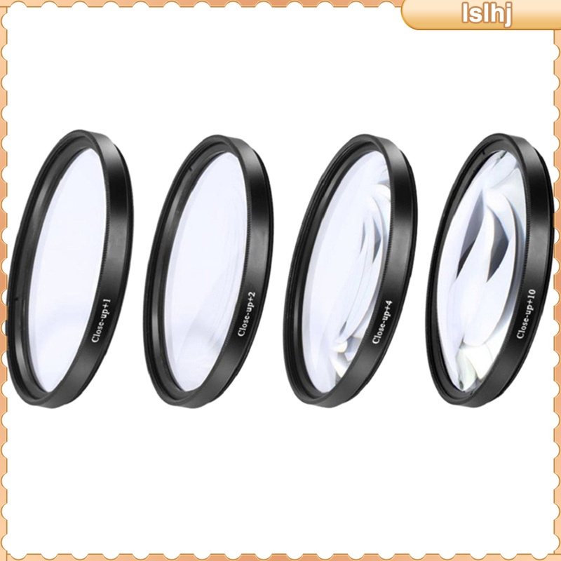 [giá giới hạn] 4 Pieces Close-up Filter Kit, +1 +2 +4 +10,  Filter Accessory  Conversion Lens, with Lens Filter Pouch